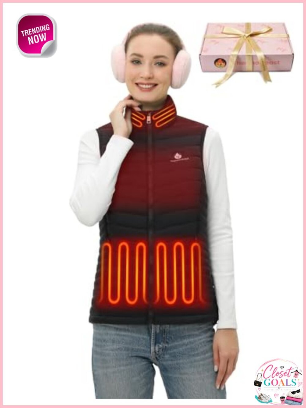 Rechargeable Heated Vest for Women with Battery Pack Quilted Sleeveless